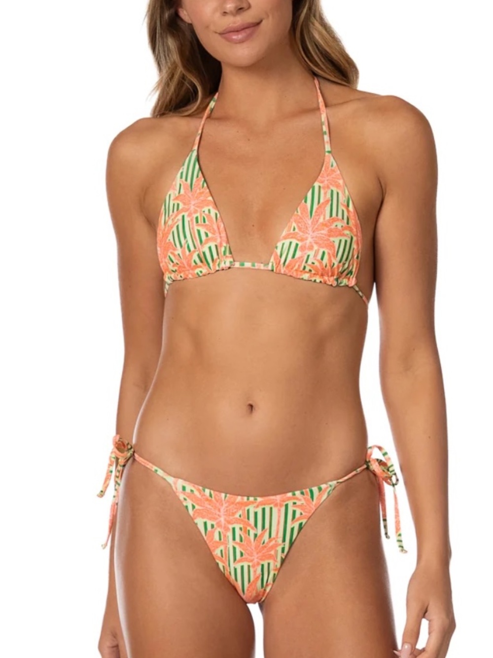 Maaji Blooming Stripes Triangle Bikini Medium NWT